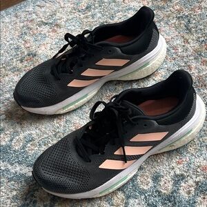 Adidas Women's Black and Pink Running Shoes